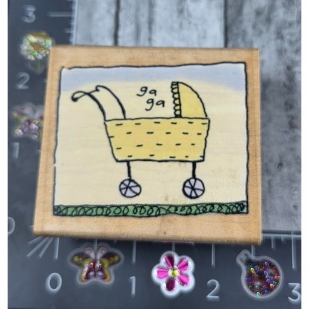 Rubber Stampede Baby Ga Ga Cradle Stroller Buggy Carriage Rubber Stamp #Q106